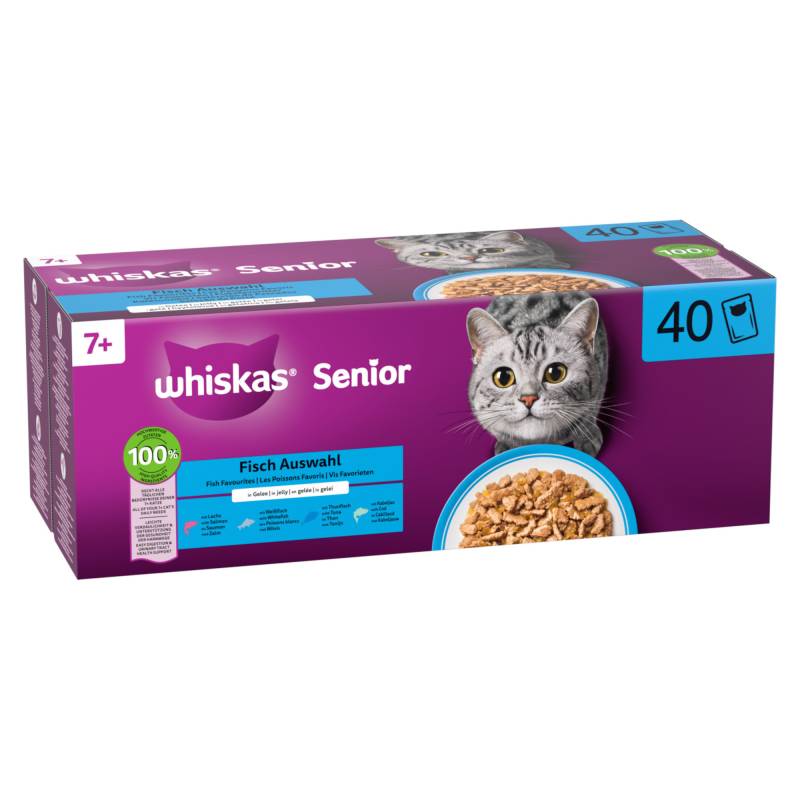 Whiskas 7+ Senior Frischebeutel 40 x 85 g - Fisch in Gelee (4 Sorten) von Whiskas