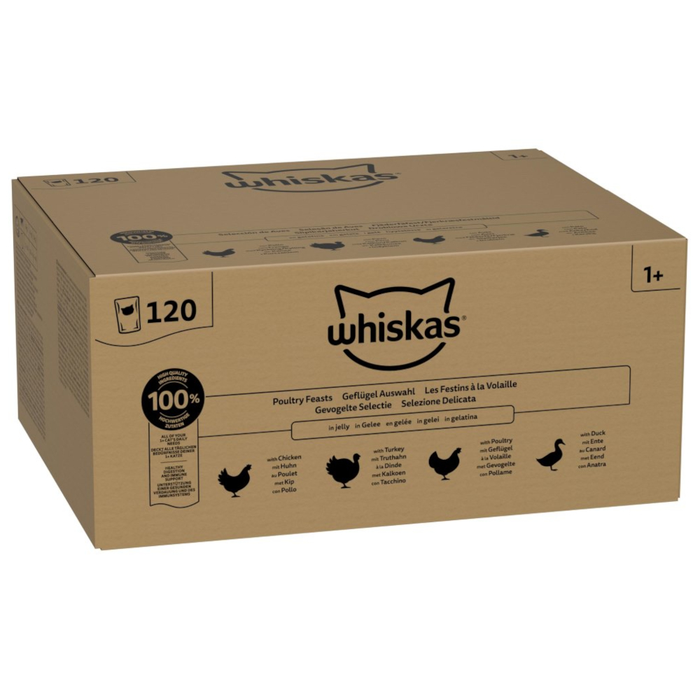 Whiskas Adult Beutel Geflügel Auswahl in Gelee 120 x 85 g - Geflügel Auswahl in Gelee von Whiskas