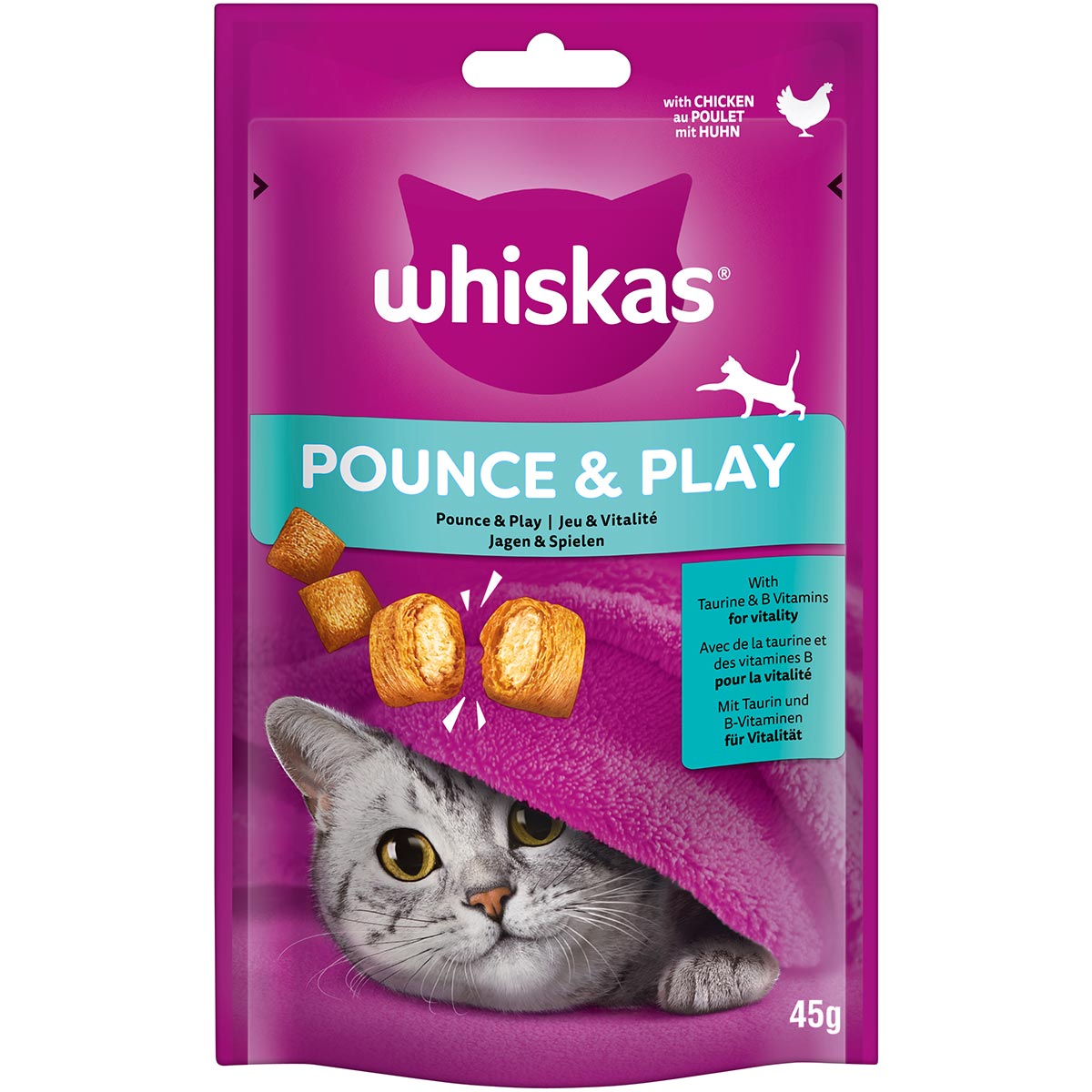 Whiskas Jagen & Spielen mit Huhn 4x45g Whiskas Jagen & Spielen mit Huhn 4x45g von Whiskas