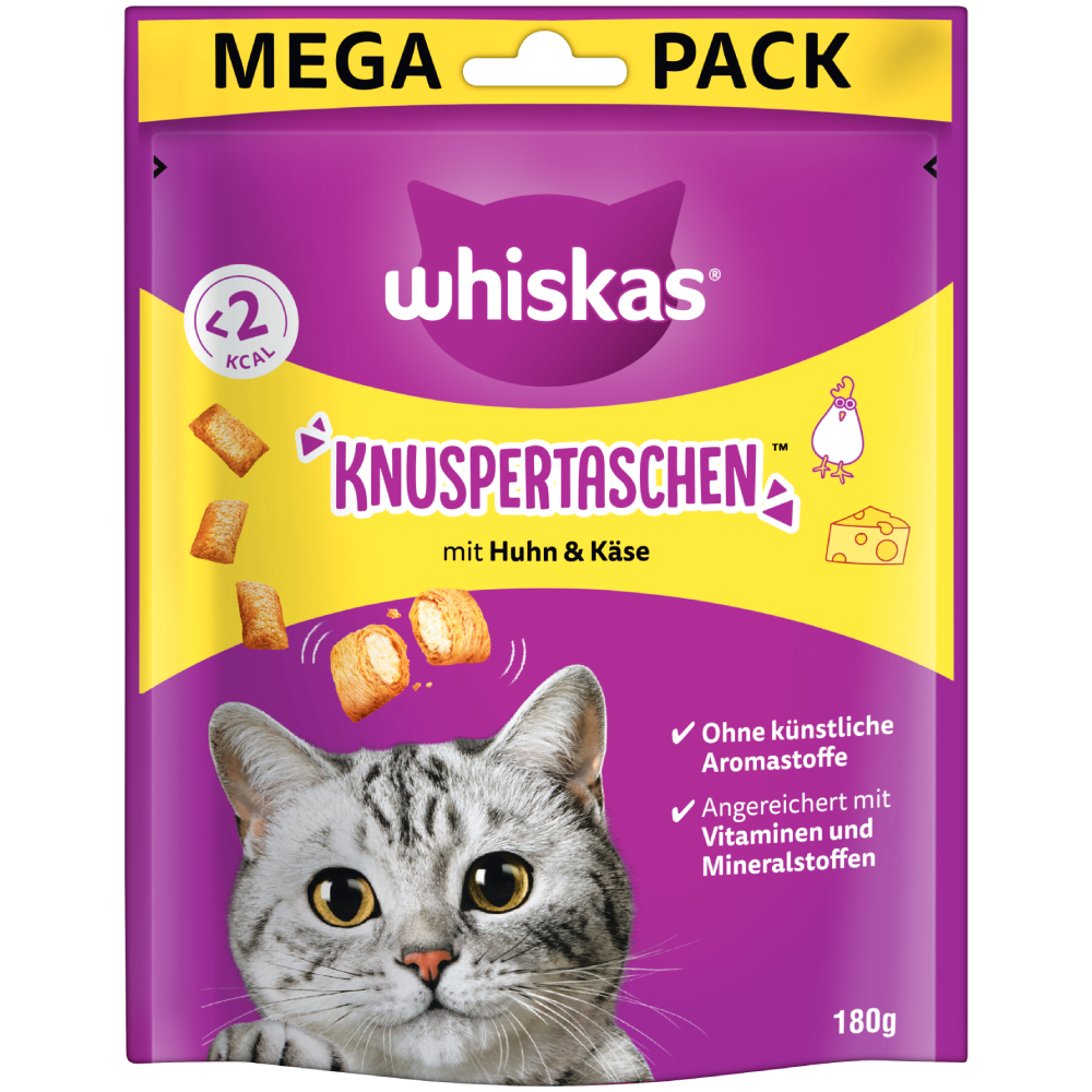 Whiskas Knuspertaschen - Sparpaket: Huhn und Käse 2 x 180 g von Whiskas