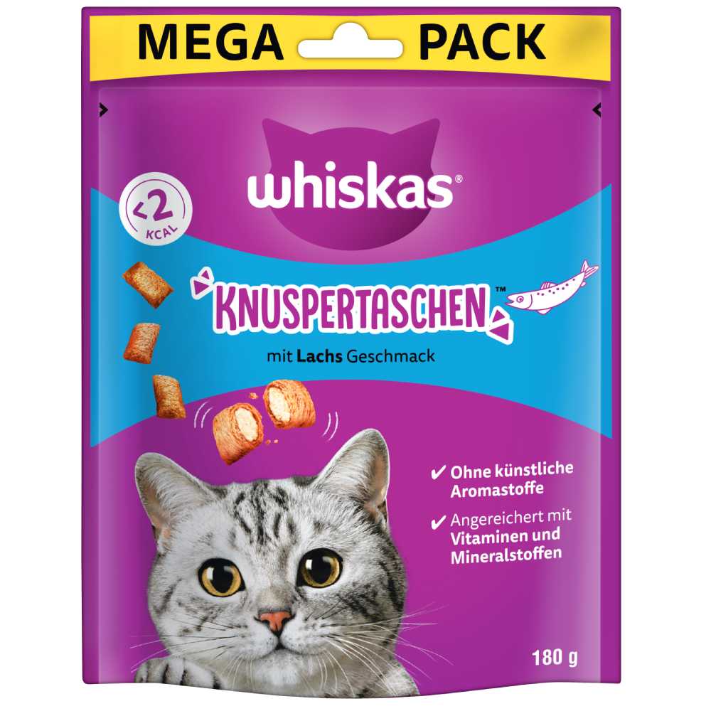 Whiskas Knuspertaschen - Sparpaket Lachs (4 x 180 g) von Whiskas