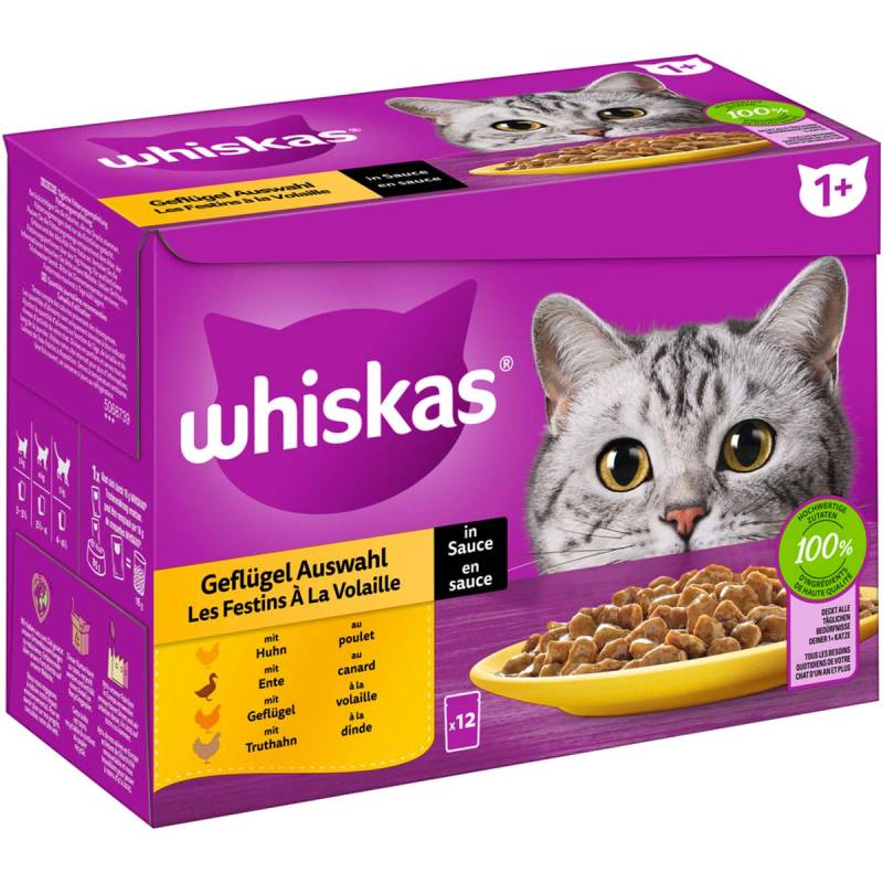 Whiskas Multipack 1+ Geflügel Auswahl in Sauce 12x85g von Whiskas