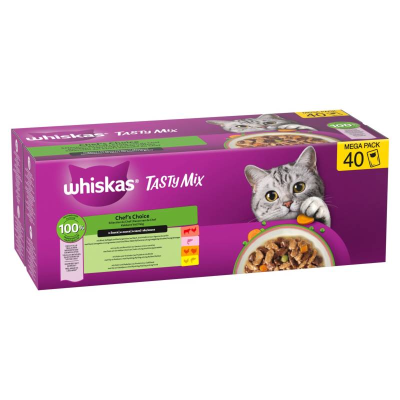 Whiskas Tasty Mix 40 x 85 g - Chef's Choice in Sauce (4 Sorten) von Whiskas
