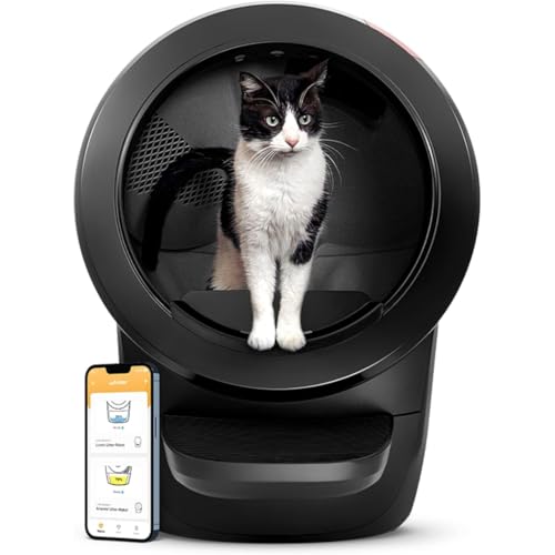 Litter-Robot 4 mit Tritt & Zaun von Whisker (Schwarz) - Selbstreinigende Katzentoilette, WiFi, klumpendes Streu, 2-Jahre Garantie von Whisker