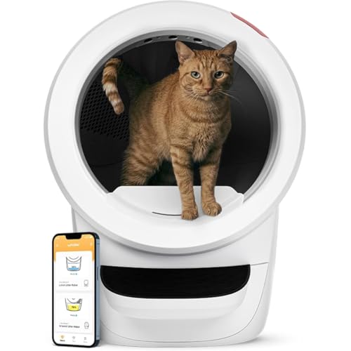 Litter-Robot 4 mit Tritt & Zaun von Whisker (Weiß) - Selbstreinigende Katzentoilette, WiFi, klumpendes Streu, 2-Jahre Garantie von Whisker