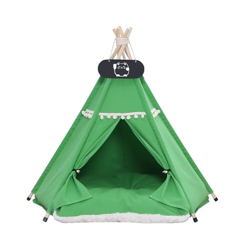 Whiwhi Tipi Zelt für Haustiere mit Doppelseitigem Kissen Hundezelt Abnehmbar und Waschbar Luxery Hundehöhle Katzenzelt und Haustierhäuser 40x40x50cm von Whiwhi