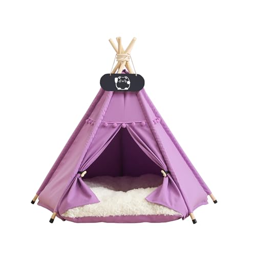 Whiwhi Tipi Zelt für Haustiere mit Doppelseitigem Kissen Hundezelt Abnehmbar und Waschbar Luxery Hundehöhle Katzenzelt und Haustierhäuser 40x40x50cm von Whiwhi