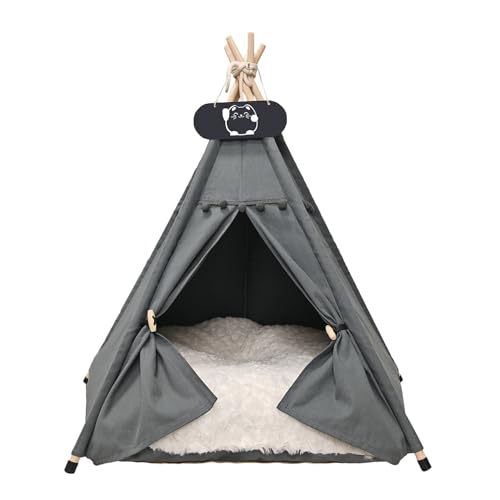 Whiwhi Tipi Zelt für Haustiere mit Doppelseitigem Kissen Hundezelt Abnehmbar und Waschbar Luxery Hundehöhle Katzenzelt und Haustierhäuser 40x40x50cm von Whiwhi