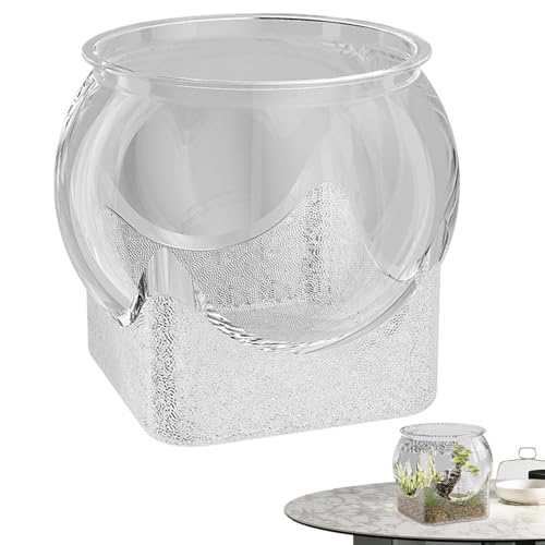 Aquarien Fischschalen - Betta -Fischtank, kleines Glasaquarium | Dekorative runde Fischschale für Zuhause, klarer Glasfischtank für kleine Haustiere, runde Fischschale mit Ständer für die Dekoration 3 von Whnbuij