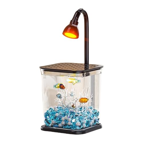 Betta Aquarium - Glasgehäuse, Nano -Terrarium | Showcase mit LED -Leuchten, um eine Schlafzimmeratmosphäre, ein einfaches Pflege -Starter -Kit für Anfänger zu schaffen, moderne Wasseransicht, ohne sic von Whnbuij