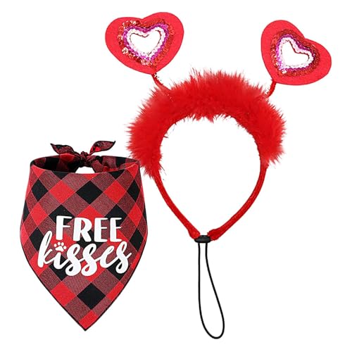 Dog Hookers für San, exquisites rotes Herz-Kostüm-Set, Bandanas-Kostüme für den Tag für St. für große Rassen für große Hunde von Whnbuij