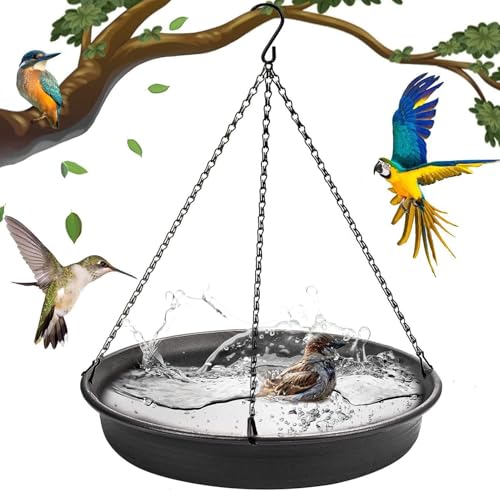 Hangable Vogelbad, Hangable Bird Bath Bowl - Garten im Freien Vogelbad Tablett,Wildlife Feeder Plate Water Bowl mit S-förmiger Haken für Garten im Freien im Freien Garten Decking Hangable Vogelbad, Hangable Bird Bath Bowl - Garten im Freien Vogelbad Tablett,Wildlife Feeder Plate Water Bowl mit S-förmiger Haken für Garten im Freien im Freien Garten Decking von Whnbuij