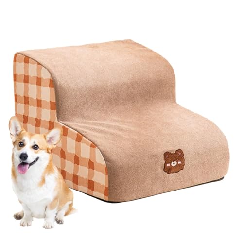 Hundetreppe - Welpenbett Treppe 2/3, rutschfeste Haustiertreppe | Hochdichte Treppenrampe für Hunde mit waschbarer Abdeckung, bequeme Stufen für leichte Hunde von Whnbuij