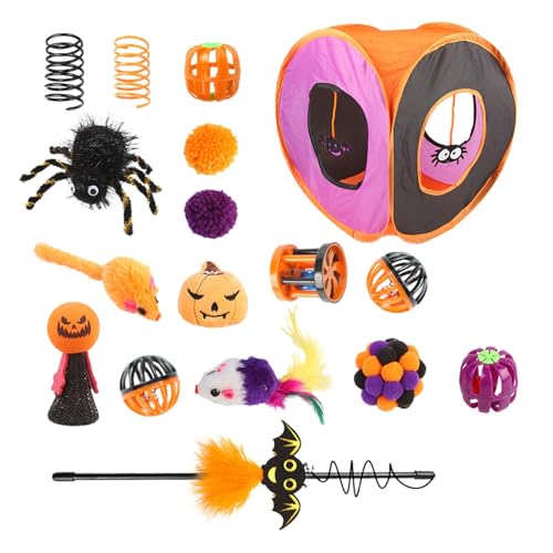 Interaktives Katzenspielzeug-Set – Tunnel und süßes Katzenspielzeug, Federbagguette, Federmaus und Halloween-Kugel | Faltbares Starter-Set für Kätzchen mit quadratischem K Interaktives Katzenspielzeug-Set – Tunnel und süßes Katzenspielzeug, Federbagguette, Federmaus und Halloween-Kugel | Faltbares Starter-Set für Kätzchen mit quadratischem K von Whnbuij
