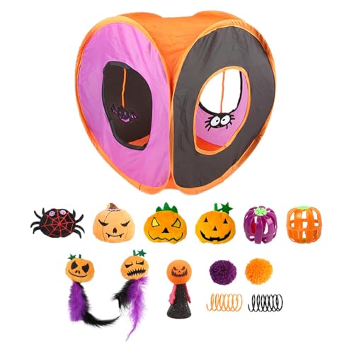 Interaktives Katzenspielzeug-Set – Tunnel und süßes Katzenspielzeug, Federbagguette, Federmaus und Halloween-Kugel | Faltbares Starter-Set für Kätzchen mit quadratischem K Interaktives Katzenspielzeug-Set – Tunnel und süßes Katzenspielzeug, Federbagguette, Federmaus und Halloween-Kugel | Faltbares Starter-Set für Kätzchen mit quadratischem K von Whnbuij