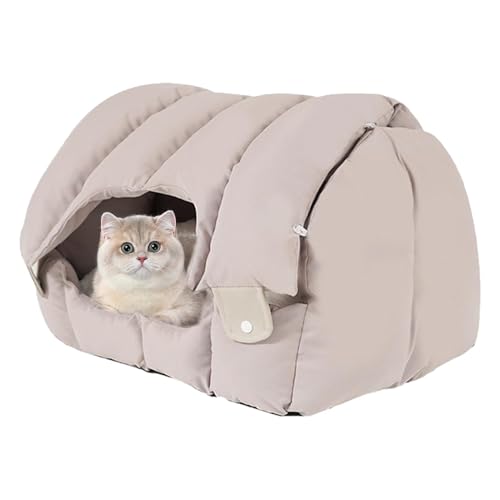 Katzenhöhle - Deluxe Katzenbett, faltbares Katzenbett für kleine Haustiere | Premium Katzenversteck mit abnehmbarer Abdeckung, luxuriöses und gemütliches Katzensofa von Whnbuij