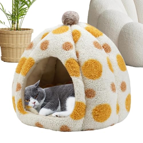 Katzenhöhlenbett - Gemütliches geschlossenes Katzenhaus, moderne Filz-Katzenmöbel | Katzenzeltbett Haustierhöhle, warme Katze für Indoor-Katzen, rundes Haustierbett für Katzen, weiches Katzenhöhlenbett - Gemütliches geschlossenes Katzenhaus, moderne Filz-Katzenmöbel | Katzenzeltbett Haustierhöhle, warme Katze für Indoor-Katzen, rundes Haustierbett für Katzen, weiches von Whnbuij