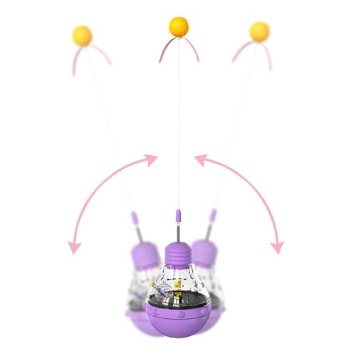 Katzenspielzeug Ball Puzzle mit Katzenfutter - Katzenfutterspielzeug für Kätzchen mit Teaserstab und LED-Licht - Interaktives Katzenspielzeug Katzenspielzeug Futterball Spender für g von Whnbuij
