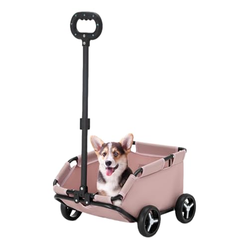Kinderwagen für kleine Hunde - Hundetransportbox mit Rädern, Katzentransportbox mit Rädern | Faltbarer Trolley mit 4 Rädern Leichter Buggy für Hunde, faltbarer Buggy abnehmbar pe von Whnbuij