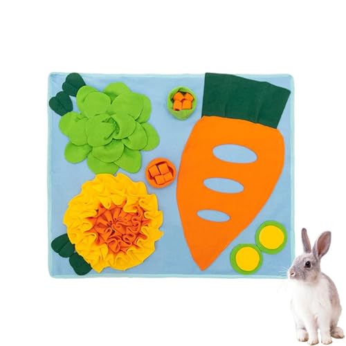 Rüffelmatte für Kaninchen, Schnüffelmatte für Meerschweinchen | Heufutter aus Polarfleece Futtermatte, waschbares Puzzle-Spielzeug für langsame Fütterung für Hunde von Whnbuij