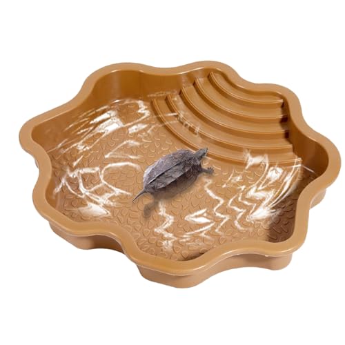 Wasserschale für Reptilien – Futterschale für Schildkröten | Badewanne für Schildkröten, große Kapazität, Futterschale für Schildkröten, Reptilienbadewanne mit Rampe für Eidechsen, Schildkröten von Whnbuij