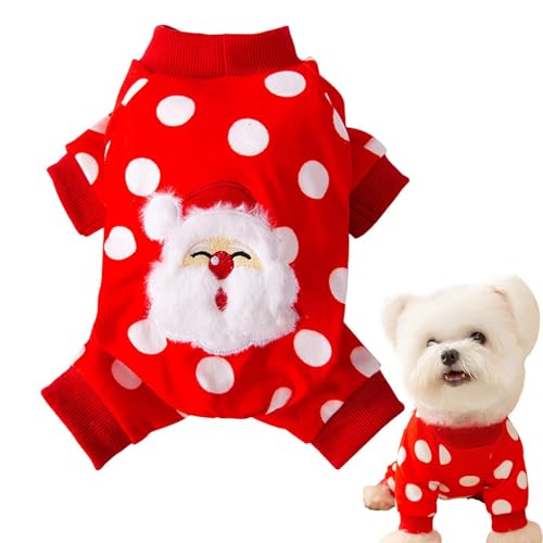Weihnachtskleidung für Hunde – Winterpullover und Overall für Haustiere, Urlaubsoutfit, bequeme Fleece-Pyjama-Kostüme für Hunde, süße Kostüme mit Punkten von Whnbuij
