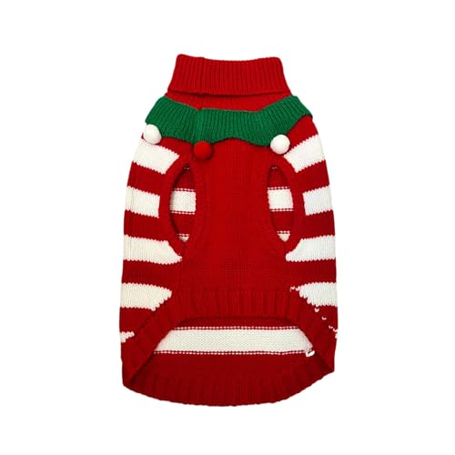 Whnbuij Hundepullover, warmes Hunde-Sweatshirt – gestreifter Haustierpullover, Strickwaren, Welpenbekleidung, atmungsaktives Hundekostüm zum Spielen im Freien von Whnbuij