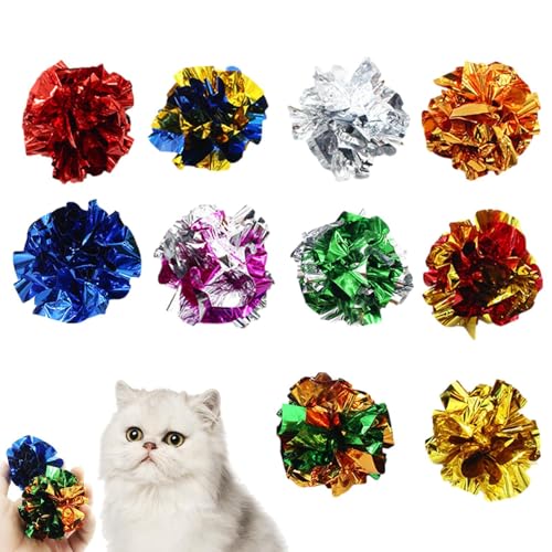 Whnbuij Katzenspielzeug aus Papier, 10 Stück, Spielzeug für Katzen | Crinkle Ball Toys Cat und Kätzchen, bunte Kaukugel 6 x 6 x 6 cm / 2,36 x 2,36 x 2,36 x 2,36 x 2,36 x von Whnbuij