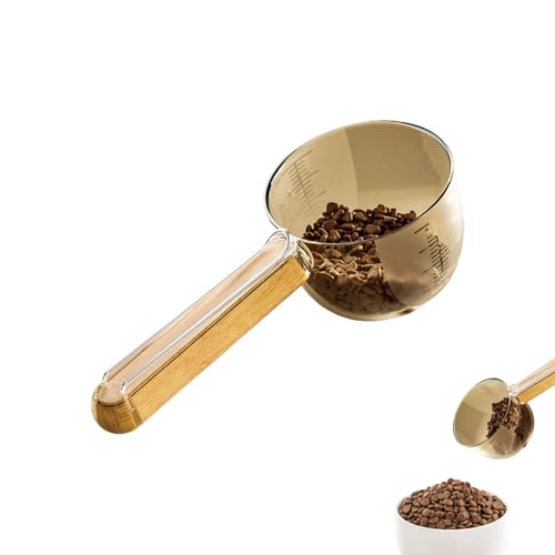 Whnbuij Messlöffel für Hundefutter, Löffel für Trockenfutter für Katzen - Haustierfutterschaufel, mit Präzisionswaage und Holzgriff | Verschlussclip-Design, Heimtierbedarf für Trocken- oder Nassf von Whnbuij