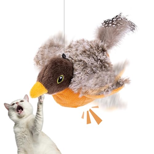 Whnbuij Vogelspielzeug für Katzen, flatterndes Vogelkatzenspielzeug | Simulationsvogel-Plüschspielzeug, berührungsaktiviert - Interaktives mit schlagenden Flügeln, wiederaufladbares Kätzchensp von Whnbuij