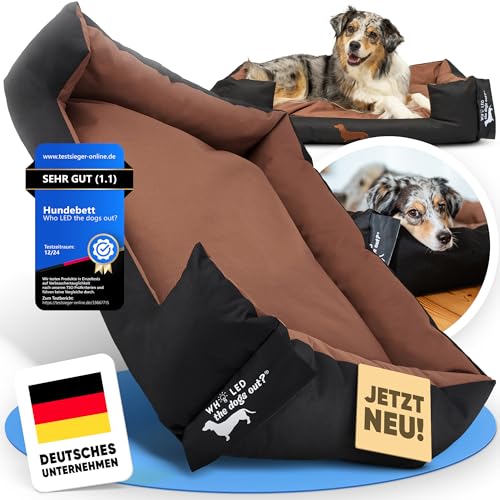 Who LED the dogs out?® Hundebett robust für große & kleine Hunde Welpen Senior [Hundebett waschbar] – Hundesofa Hundekorb Kissen hell dunkel - mittlere Hunde gepolstert - jetzt Farbe wählen von Who LED the dogs out?