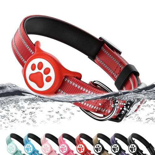 Airtag Hundehalsband, reflektierend, ultra-strapazierfähiges Nylon, gepolstert mit QR-Code-Schnalle und IP68 wasserdichter Airtag-Halter, kompatibel mit Apple AirTag, bequem für kleine, mittelgroße Airtag Hundehalsband, reflektierend, ultra-strapazierfähiges Nylon, gepolstert mit QR-Code-Schnalle und IP68 wasserdichter Airtag-Halter, kompatibel mit Apple AirTag, bequem für kleine, mittelgroße von WhoseID