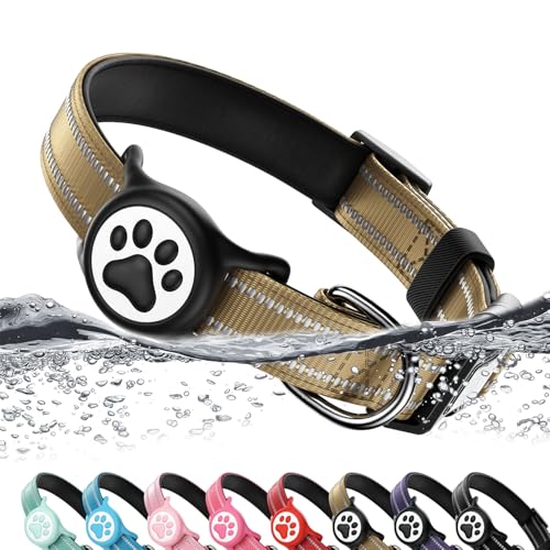 Airtag Hundehalsband, reflektierend, ultra-strapazierfähiges Nylon, gepolstert mit QR-Code-Schnalle und IP68 wasserdichter Airtag-Halter, kompatibel mit Apple AirTag, bequem für kleine, mittelgroße Airtag Hundehalsband, reflektierend, ultra-strapazierfähiges Nylon, gepolstert mit QR-Code-Schnalle und IP68 wasserdichter Airtag-Halter, kompatibel mit Apple AirTag, bequem für kleine, mittelgroße von WhoseID