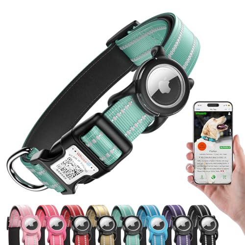 Airtag Hundehalsband mit QR-Code, Reflektierendes Hundehalsband mit Airtag-Halter, Weich Gepolstert & Sicherheitsverriegelungsschnalle, Verstellbares Hundehalsband für Große Hunde Airtag Hundehalsband mit QR-Code, Reflektierendes Hundehalsband mit Airtag-Halter, Weich Gepolstert & Sicherheitsverriegelungsschnalle, Verstellbares Hundehalsband für Große Hunde von WhoseID
