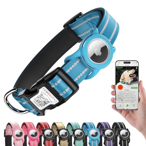 Airtag Hundehalsband mit QR-Code, Reflektierendes Hundehalsband mit Airtag-Halter, Weich Gepolstert & Sicherheitsverriegelungsschnalle, Verstellbares Hundehalsband für Große Hunde Airtag Hundehalsband mit QR-Code, Reflektierendes Hundehalsband mit Airtag-Halter, Weich Gepolstert & Sicherheitsverriegelungsschnalle, Verstellbares Hundehalsband für Große Hunde von WhoseID