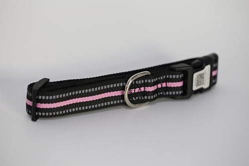 Hundehalsband, gepolstert mit weichem Neopren, atmungsaktiv, Schnellverschluss, Basic-Hundehalsbänder für kleine, mittelgroße und große Hunde (Rosa-1, L) von WhoseID
