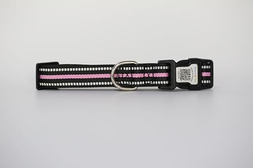 Hundehalsband, gepolstert mit weichem Neopren, atmungsaktiv, Schnellverschluss, Basic-Hundehalsbänder für kleine, mittelgroße und große Hunde (Rosa-1, M) von WhoseID