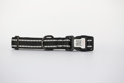 Hundehalsband, gepolstert mit weichem Neopren, atmungsaktiv, Schnellverschluss, für kleine, mittelgroße und große Hunde (Schwarz-1, M) von WhoseID