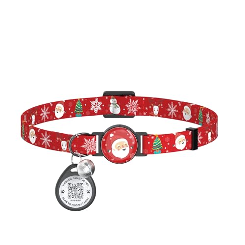 Weihnachtliches Katzenhalsband mit Glöckchen und niedlichen Anhängern, Breakaway-Katzenhalsband, Weihnachts-Katzengeschenke für Weihnachten, Anti-Verlust-QR-Code-Tag, Katzenhalsband für männliche Weihnachtliches Katzenhalsband mit Glöckchen und niedlichen Anhängern, Breakaway-Katzenhalsband, Weihnachts-Katzengeschenke für Weihnachten, Anti-Verlust-QR-Code-Tag, Katzenhalsband für männliche von WhoseID