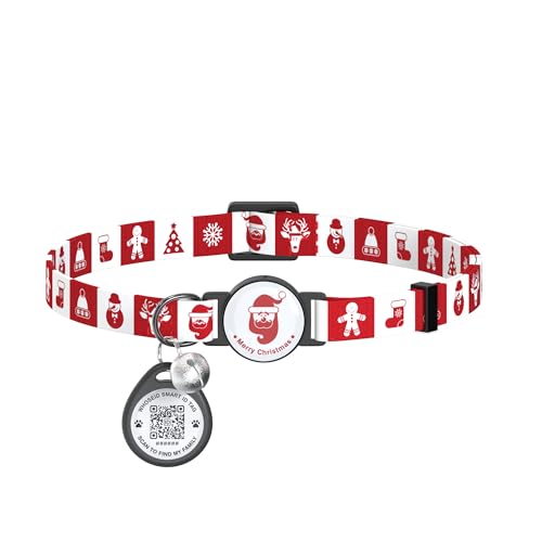 Weihnachtliches Katzenhalsband mit Glöckchen und niedlichen Anhängern, Breakaway-Katzenhalsband, Weihnachts-Katzengeschenke für Weihnachten, Anti-Verlust-QR-Code-Tag, Katzenhalsband für männliche Weihnachtliches Katzenhalsband mit Glöckchen und niedlichen Anhängern, Breakaway-Katzenhalsband, Weihnachts-Katzengeschenke für Weihnachten, Anti-Verlust-QR-Code-Tag, Katzenhalsband für männliche von WhoseID