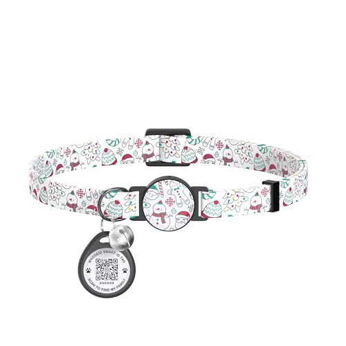 Weihnachtliches Katzenhalsband mit Glöckchen und niedlichen Anhängern, Breakaway-Katzenhalsband, Weihnachts-Katzengeschenke für Weihnachten, Anti-Verlust-QR-Code-Tag, Katzenhalsband für männliche von WhoseID