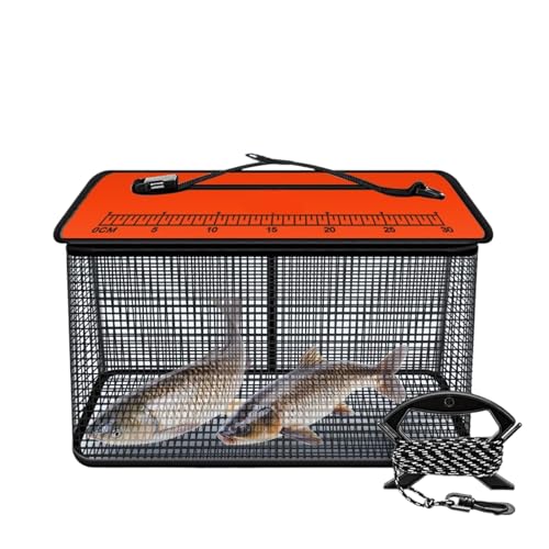 Schwimmender Fischkorb,Reflektierender Fischfangnetzkorb Für Lebendfang | Robuster Lebendfang-Käfig für Krebse und Fische von Whrcy