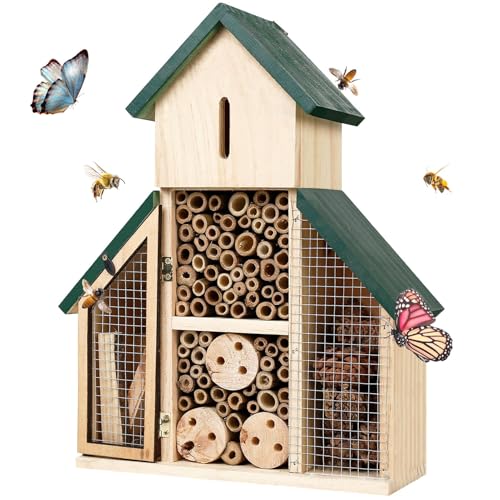 Whrcy Bienenhäuser für den Garten, Bienenhotel, Hängendes Marienkäferhaus aus, Dekorativer Gartenlebensraum für Marienkäfer, Florfliegen, Nistkasten im Freien für den Hof von Whrcy