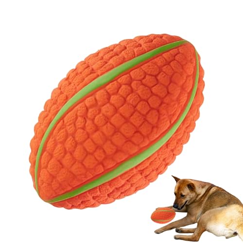Whrcy Hundespielzeug Fußball,Fußball-Hundespielzeug - Unzerstörbare Bälle für Hunde | Rugby-Haustier-Hundespielzeug, Fußball-Quietschspielzeug, Zahnreinigungs-Kauspielzeug, interaktives Spielzubehör von Whrcy
