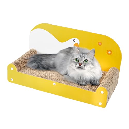 Whrcy Katzenkratzpad, Katzenkratzer aus Pappe | Katzenkratzbox - Katzenkratzbox, kleine gelbe Ente, Katzenhaus, Katzenspielzeug aus Pappe, Katzenkratz-Loungebett für Kätzchen von Whrcy