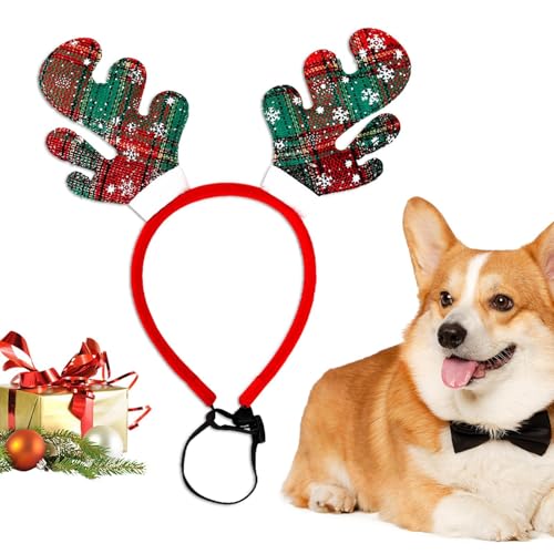 Whrcy Kopfbedeckung aus Rentierholz – Haarband aus für Hunde zu Weihnachten | Weihnachtskopfbedeckung für Welpen, Kostüm-Zubehör für Haustiere für Kaninchen, Haustiere, von Whrcy