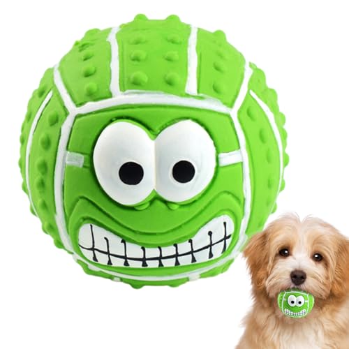 Whrcy Latex-Gesichtsball-Hundespielzeug, quietschende Hundespielzeug-Gesichtsbälle - Quietschende Latex-Gesichtsbälle für Hunde - Bissfeste, quietschende Hundebälle mit Lächeln-Gesicht für Welpen von Whrcy