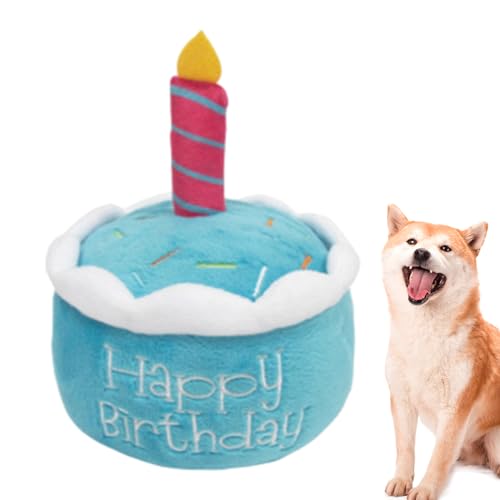 Whrcy Plüschspielzeug für Hunde in Form eines Geburtstagskuchens, Plüschspielzeug für den Geburtstag des Hundes, Spielzeug zum Kauen für Hunde, Plüsch, Geschenk aus Plüsch, kleine Welpenkuchen von Whrcy