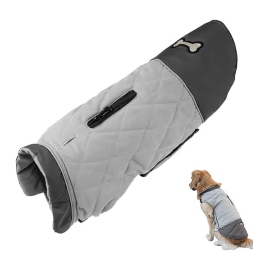 Whrcy Wasserdichter Hundemantel, Winterjacke für Hunde, bequemer Hundemantel für den Winter, Kleidung für kaltes Wetter für große Hunde mit dickem Fellkragen von Whrcy