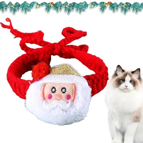 Whrcy Weihnachts-Haustier-Bandana, Gestrickte Weihnachts-Haustierkleidung, Festlicher Haustierschal, tragbares Weihnachtshalstuch für Haustiere, Hunde, Katzen von Whrcy
